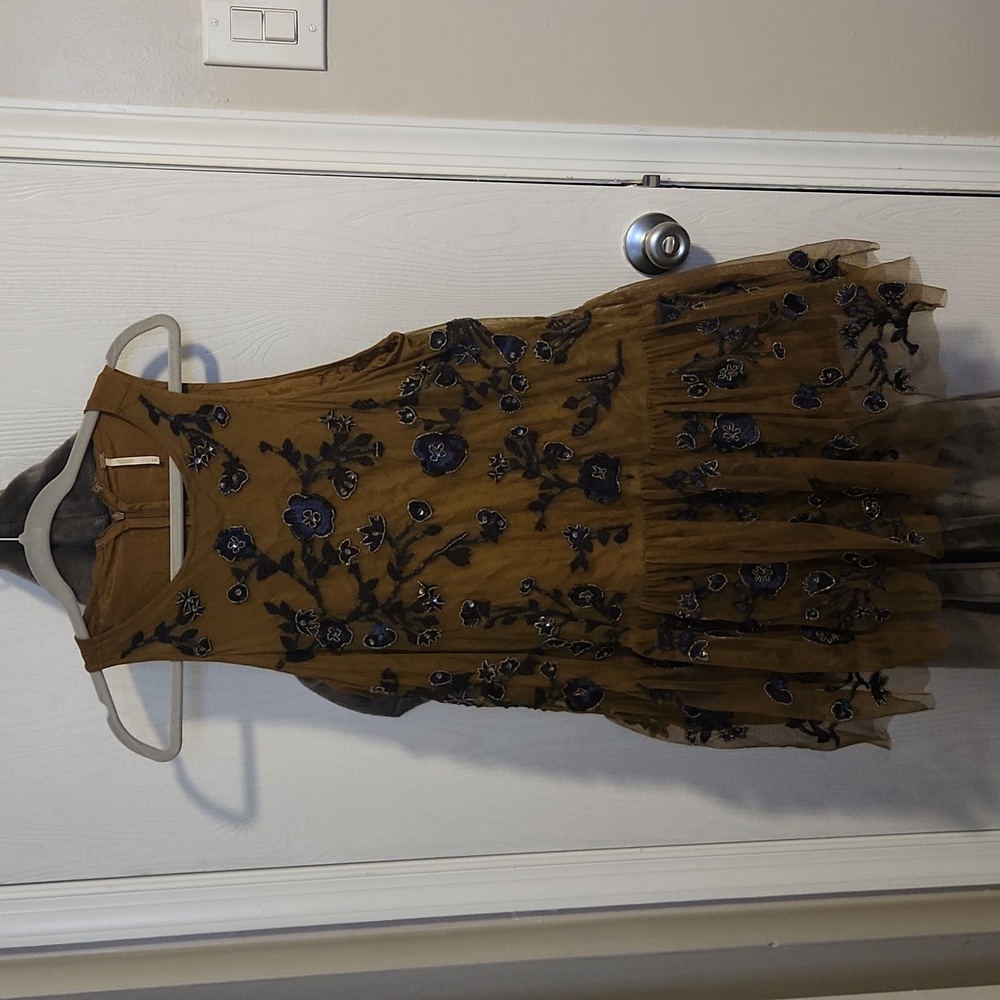 Free People Women's Blue and Green Dress